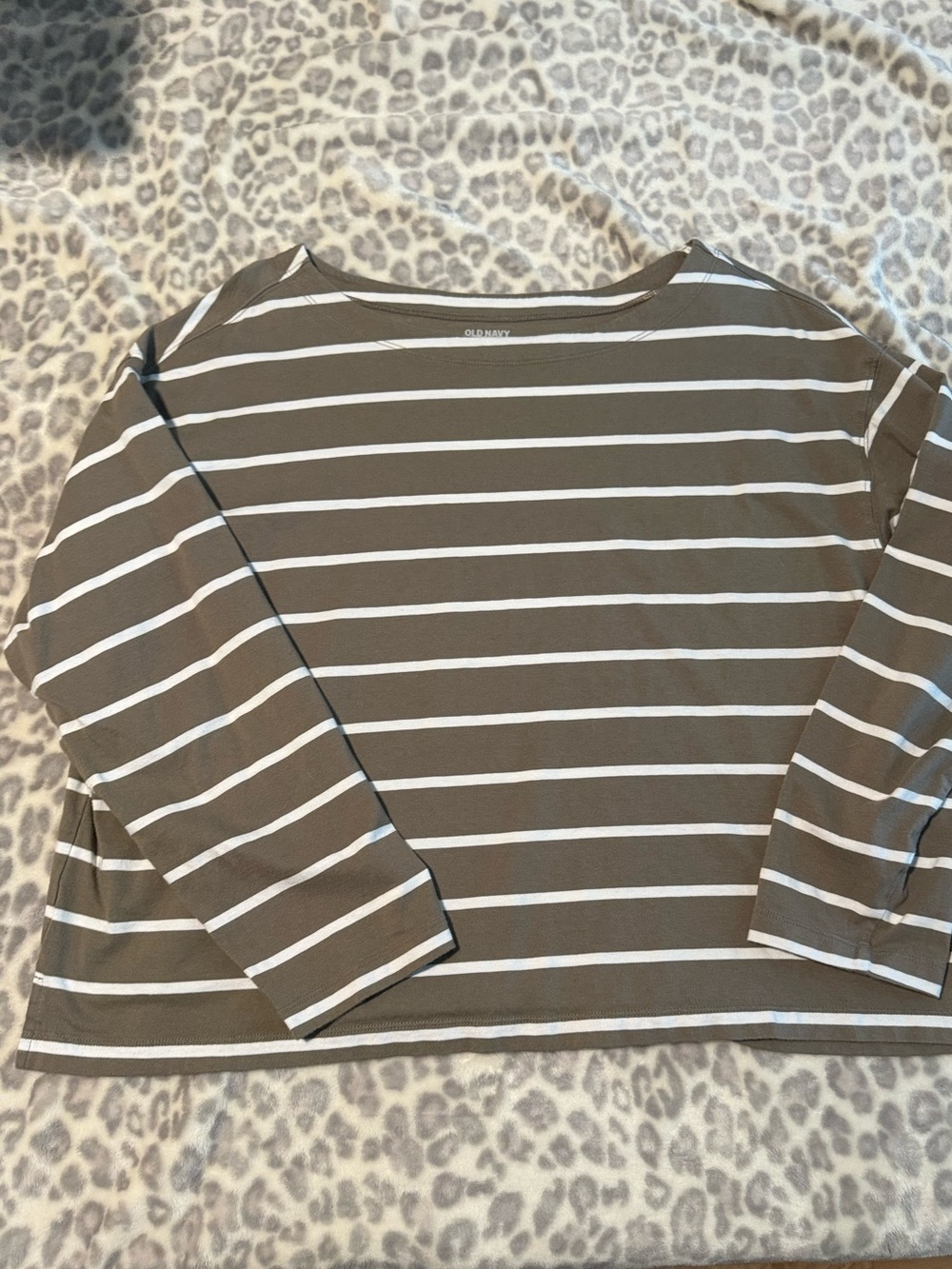 Taupe Stripe Boatneck Long Sleeve Top - Women